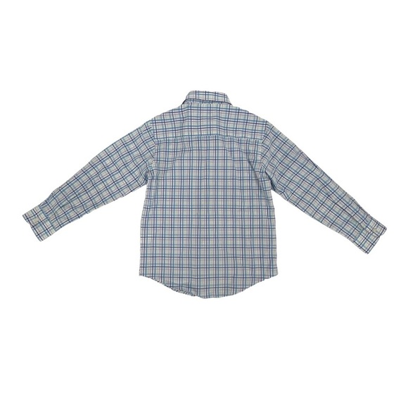 Chaps Blue Plaid Stretch Button Up Long Sleeve Shirt Size Small (8) Boy's - Picture 3 of 6